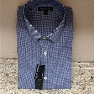 Banana Republic Navy Checkered Men's Dress Shirt